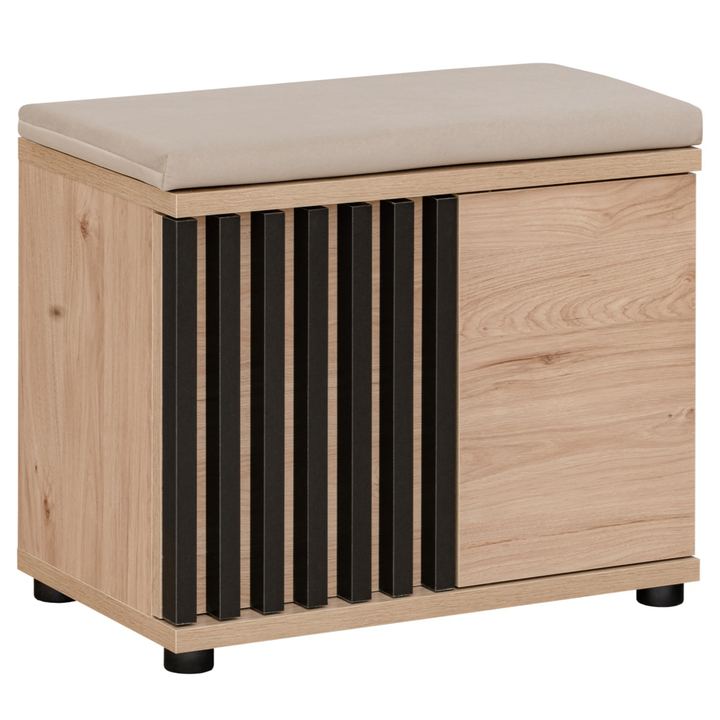 Komoda na topánky PEDRO dub/čierna/béžová 1