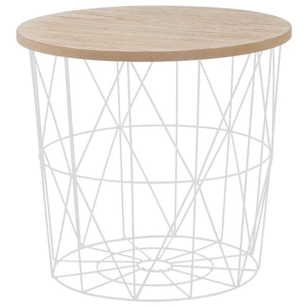 Prístavný stolík PERSEFONA biela/hnedá 1