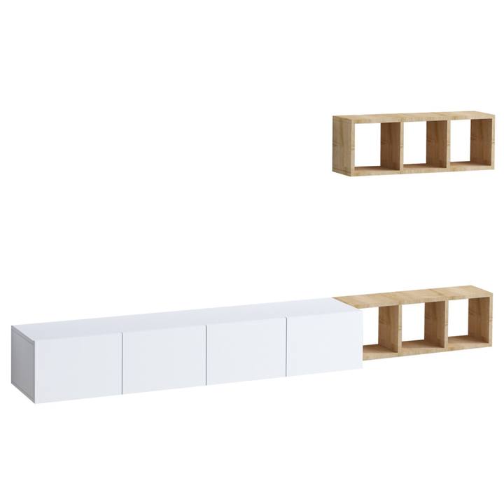 Obývacia stena PIA biela/dub 1