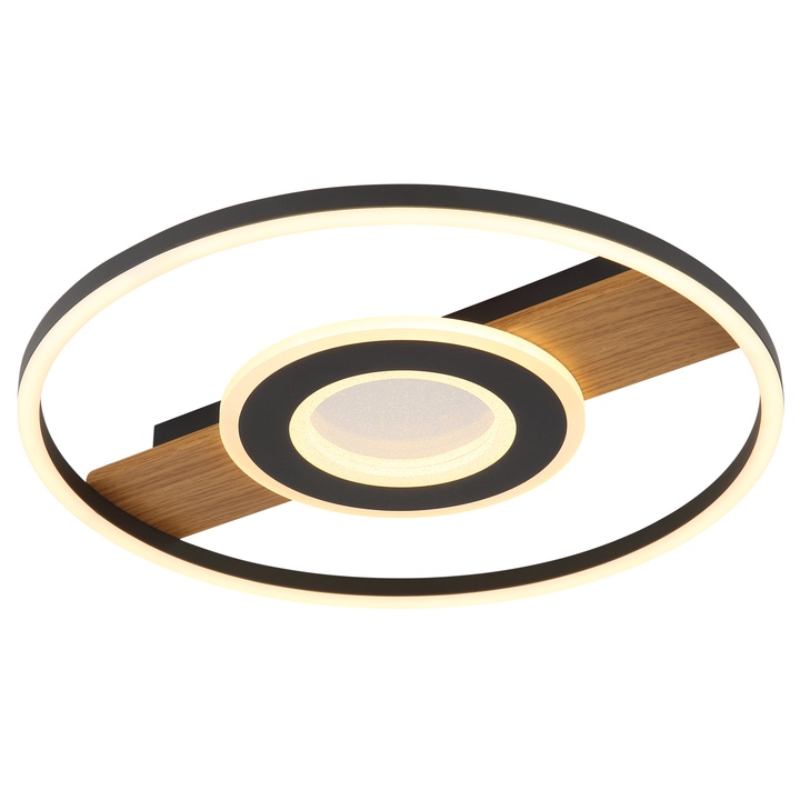 Stropné LED svietidlo PIKARA 2 čierna/drevo 1
