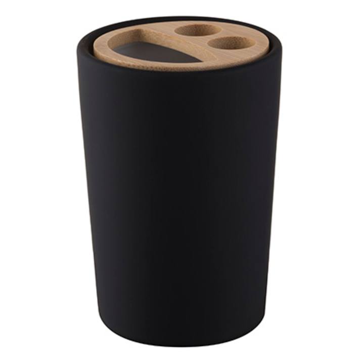 Pohár na kefky PLAIN čierna/prírodná 1