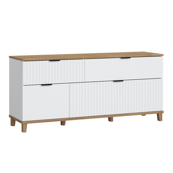 Komoda PLISSEE PLIF01 alpská biela/dub grandson 1