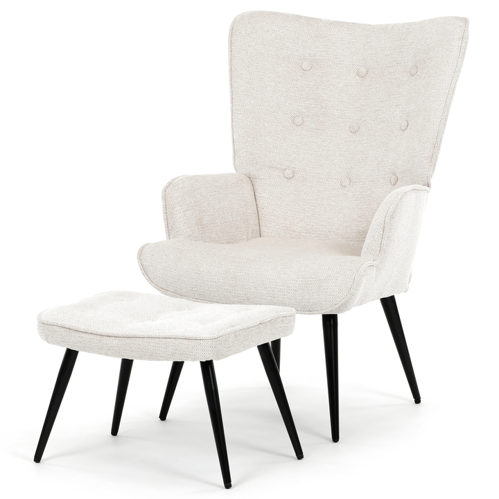 Kreslo s podnožkou POALA krémová 1