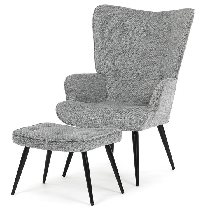 Kreslo s podnožkou POALA sivá 1