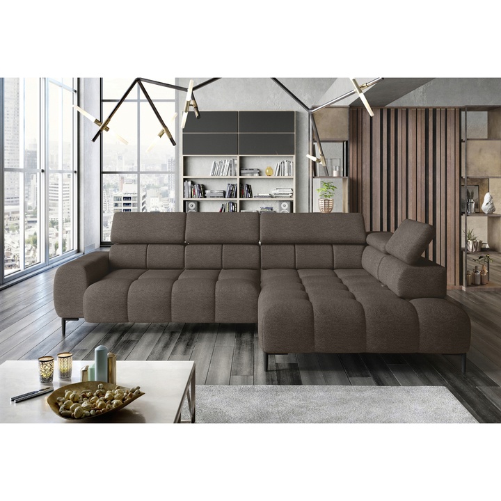 Sedacia súprava POLA L pravá, hnedá 1