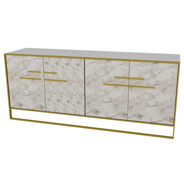 Komoda POLKA biely mramor/zlatá 1