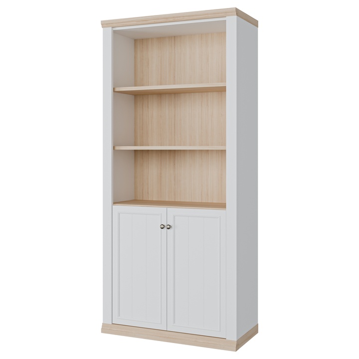 Regál PONTYPOOL biela/dub riva, šírka 93 cm 1