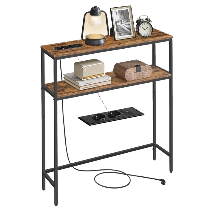 Konzolový stolík POWER STRIP čierna/hnedá 1