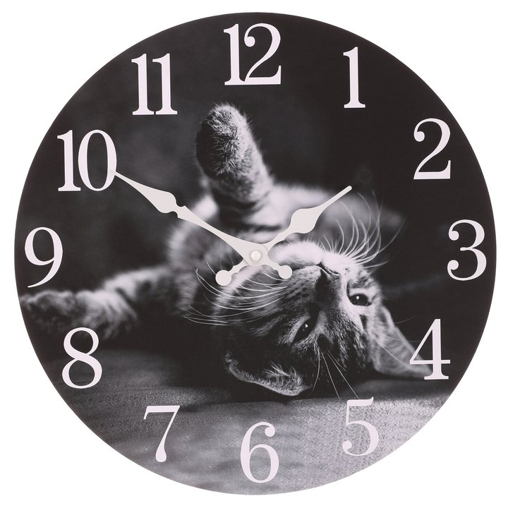 Nástenné hodiny PRINT mačka, ⌀ 34 cm 1