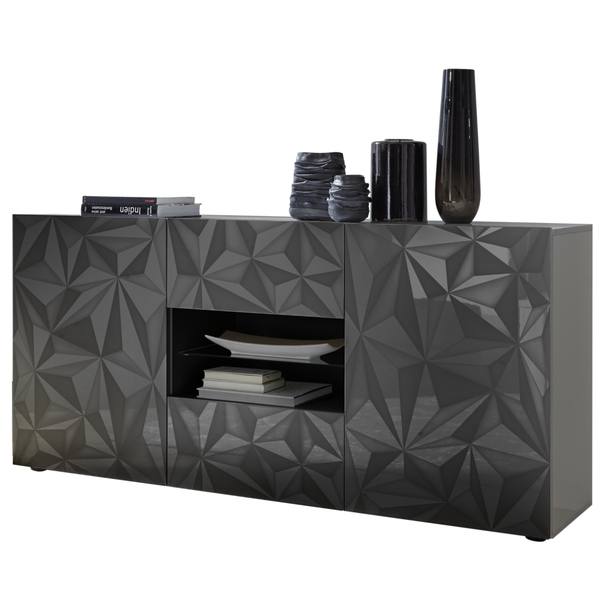 Komoda PRISMA 8 sivá lesklá 1