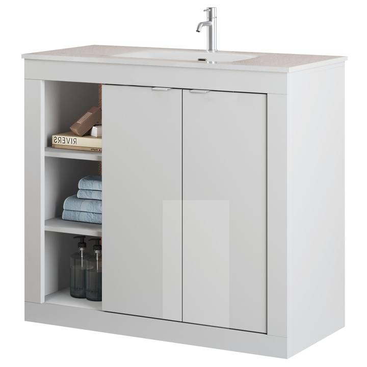 Umývadlová skrinka s umývadlom PROTA 4 biela lesklá 1