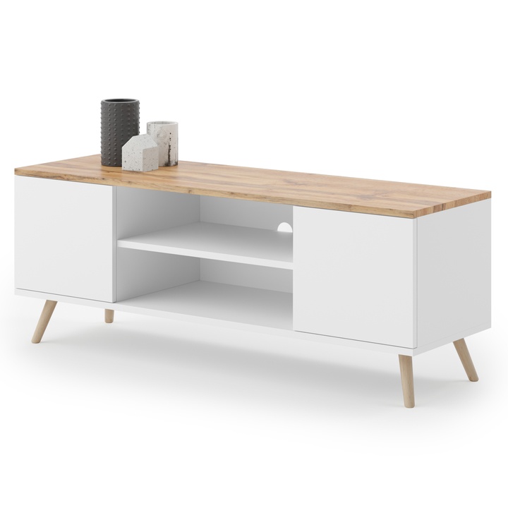 TV stolík PRUE biela/dub craft zlatý 1
