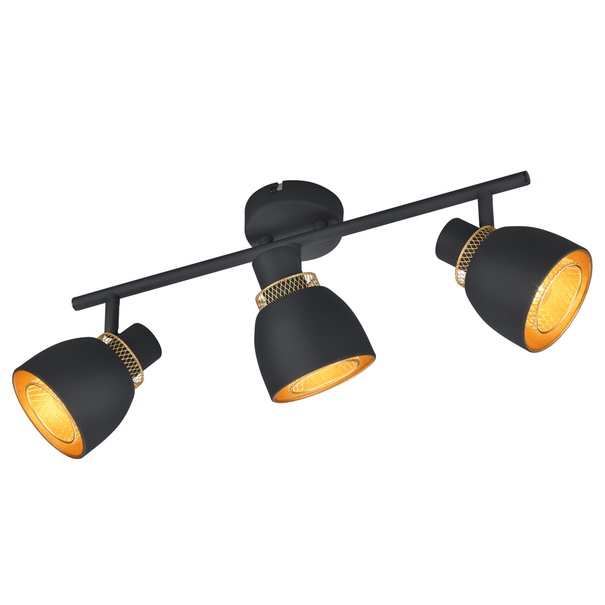 Bodové svietidlo PUNCH 3 čierny kov/zlatá 1