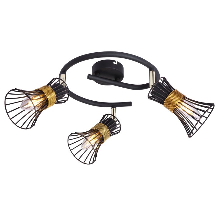 Stropné svietidlo PURRA 4 čierna/zlatá 1