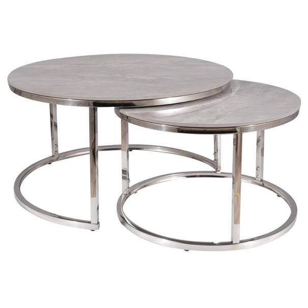 Konferenčný stolík PURTOFANU sivý mramor/chróm 1