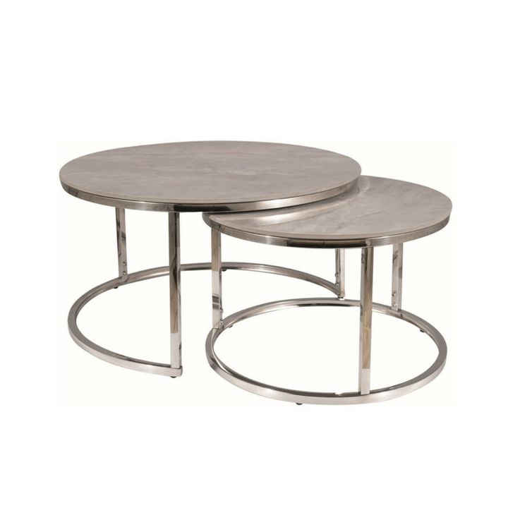 Konferenčný stolík PURTOFANU sivá/chróm, sada 2 ks 1