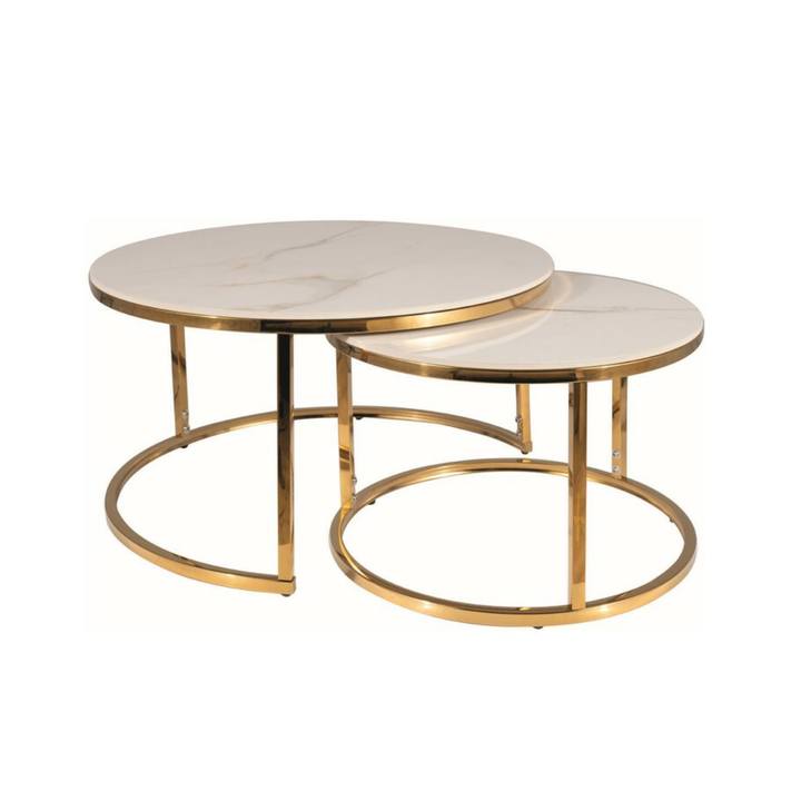 Konferenčný stolík PURTOFANU biela/zlatá, sada 2 ks 1