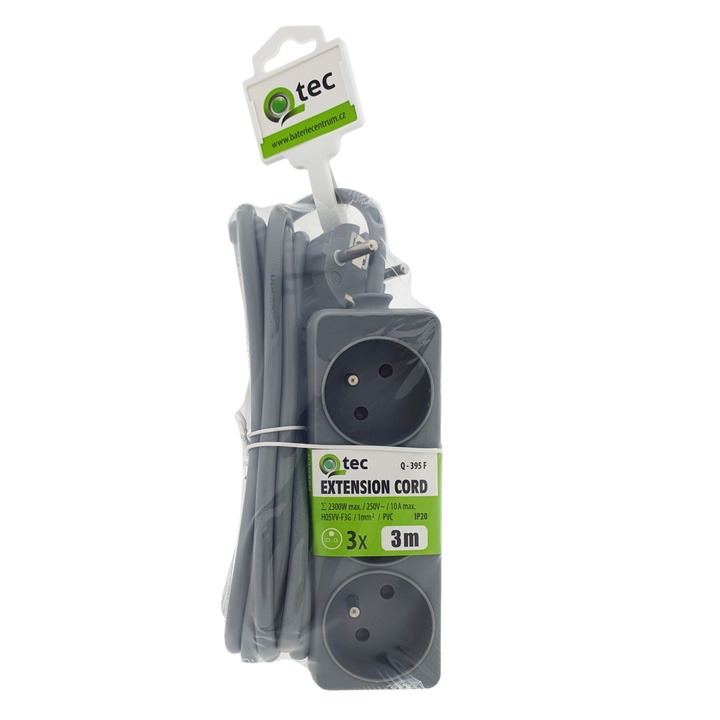 Predlžovací kábel Q-395F sivá, 3 zásuvky, 3 m 1