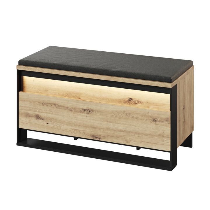 Lavica na topánky QUANT QG-03 dub artisan/čierna 1