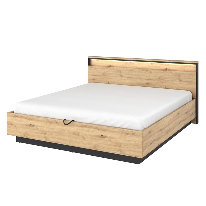 Posteľ QUANT QS-02 dub artisan/čierna, 180x200 cm 1