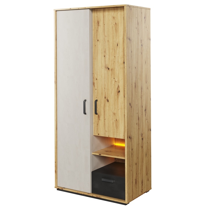 Šatníková skriňa QUBIC 03 dub artisan/sivá 1