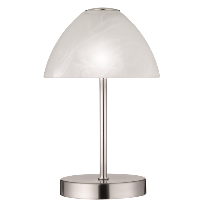 Stolná LED lampa QUEEN matný nikel/alabastrové sklo 1