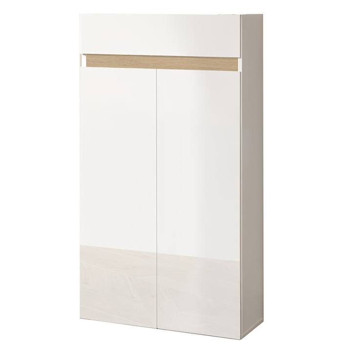 Skrinka na topánky RAINBOW 1 svetlý dub/biela vysoký lesk 1