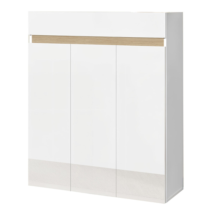 Skrinka na topánky RAINBOW 2 svetlý dub/biela vysoký lesk 1