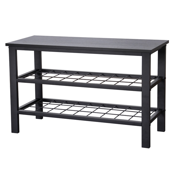 Lavica na topánky RAMON čierna/kov 1