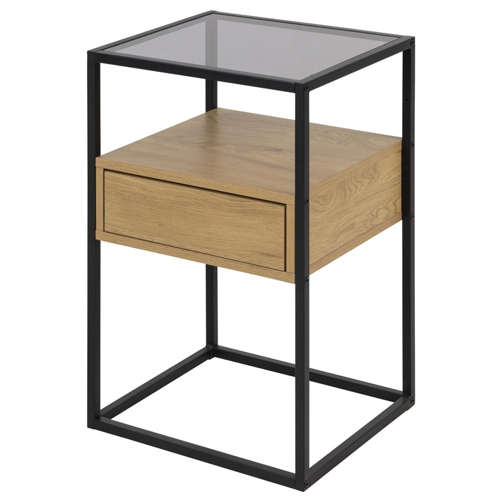 Nočný stolík RANDOLF dub/čierna 1