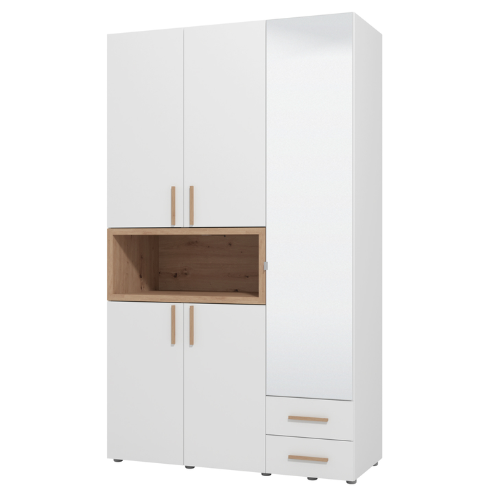 Šatníková skriňa RASL I biela/dub artisan 1