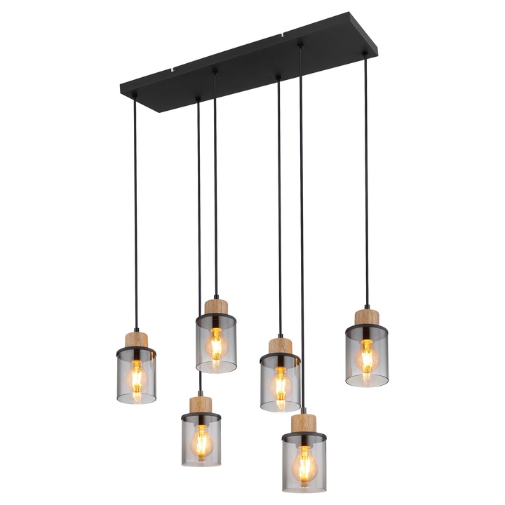 Závesné svietidlo REID 4 čierna/dymové sklo 1