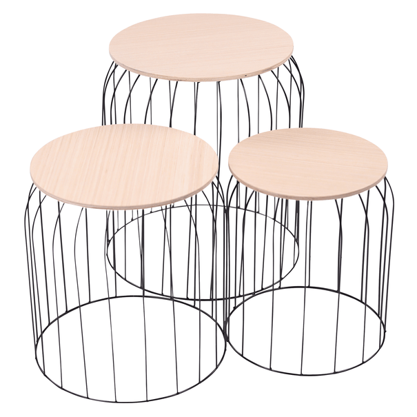 Odkladacie stolíky RENA čierna/prírodná, 3 ks 1