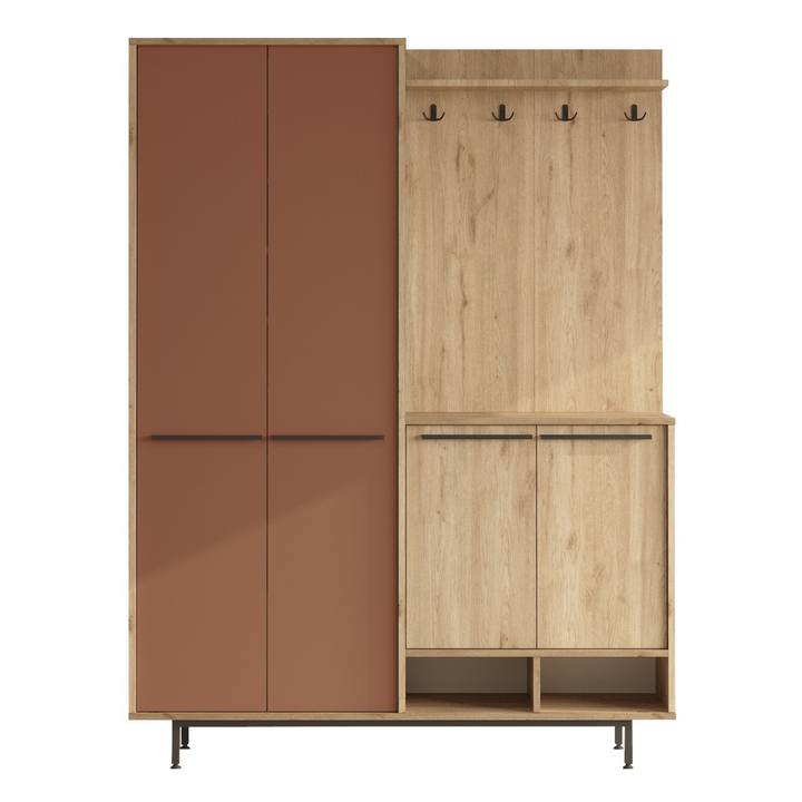 Predsieňová zostava REVO dub/červená 1