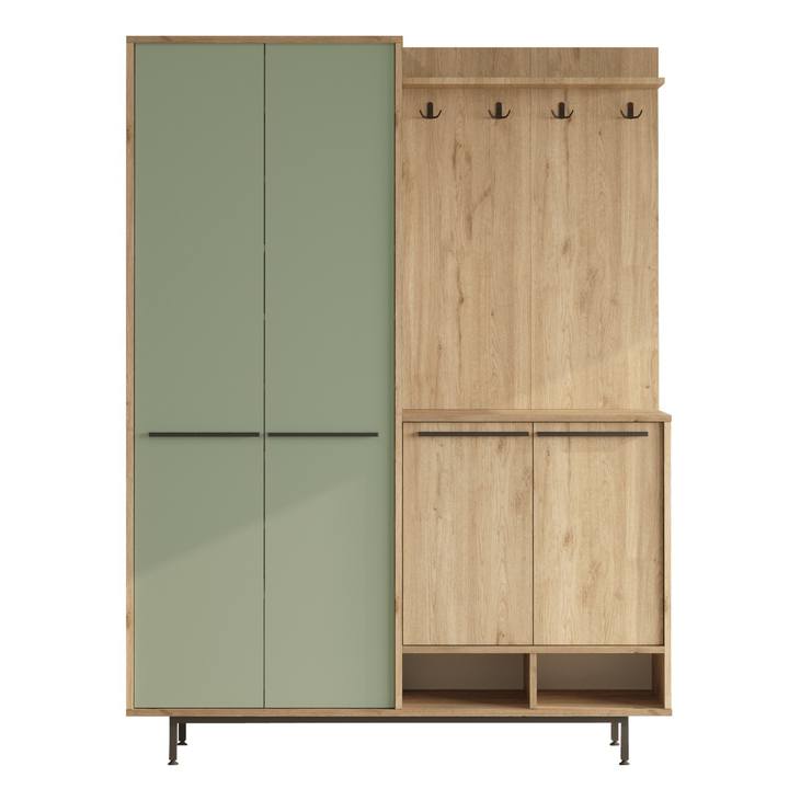 Predsieňová zostava REVO dub/zelená 1