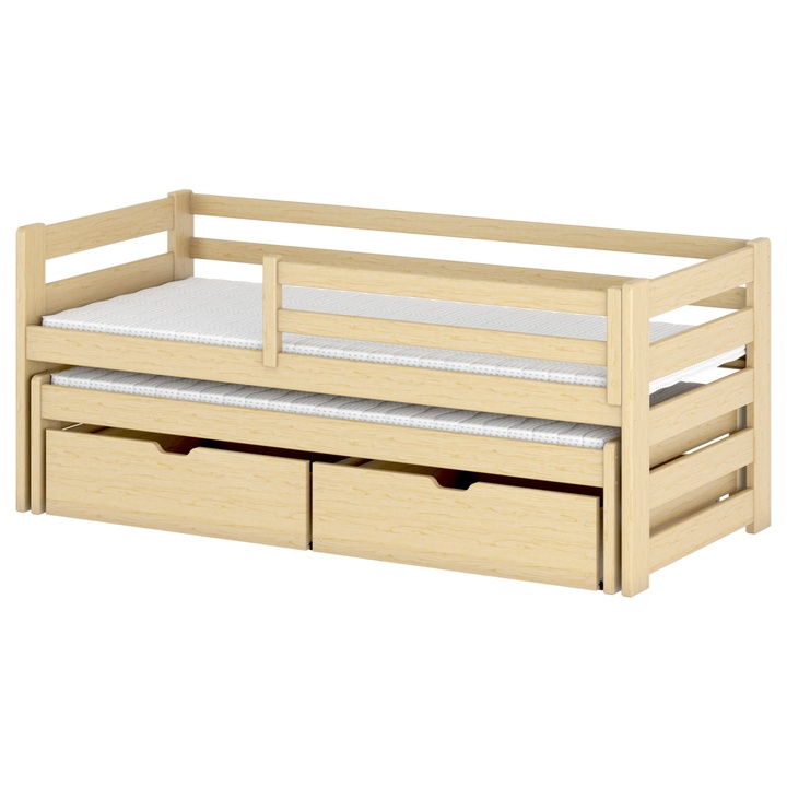 Posteľ s výsuvným lôžkom RHYS borovica, 80x190 cm 1