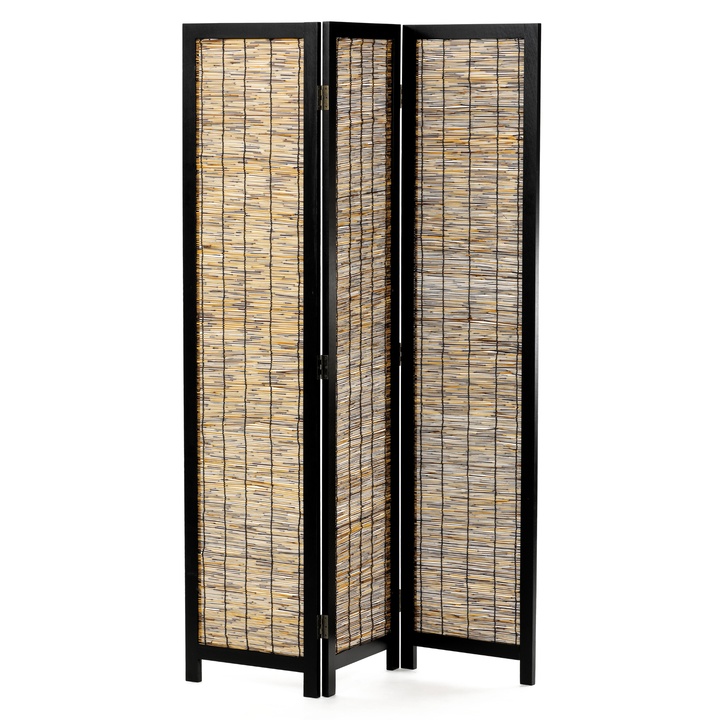Paraván RIKA čierna/bambus 1