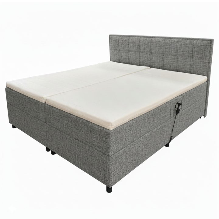 Polohovacia posteľ s matracom a topperom ROBIRAM sivá, 160x200 cm 1