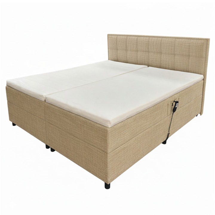 Polohovacia posteľ s matracom a topperom ROBIRAM béžová, 160x200 cm 1
