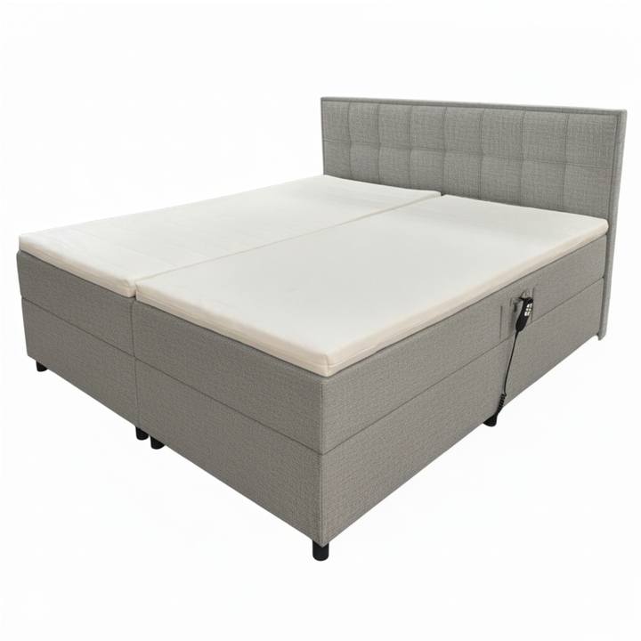 Polohovacia posteľ s matracom a topperom ROBIRAM svetlosivá, 180x200 cm 1