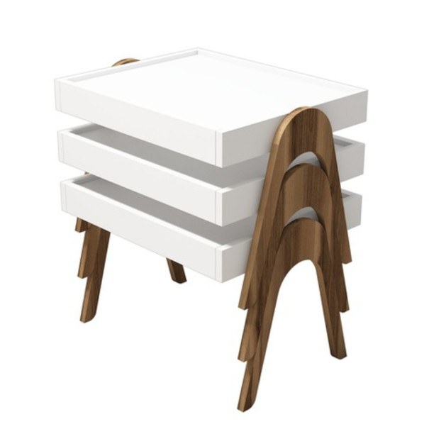 Prístavné stolíky ROMA biela/orech, 3 ks 1