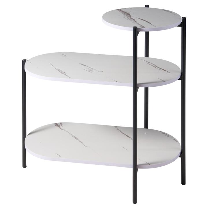 Odkladací stolík  RON čierna/biely mramor 1