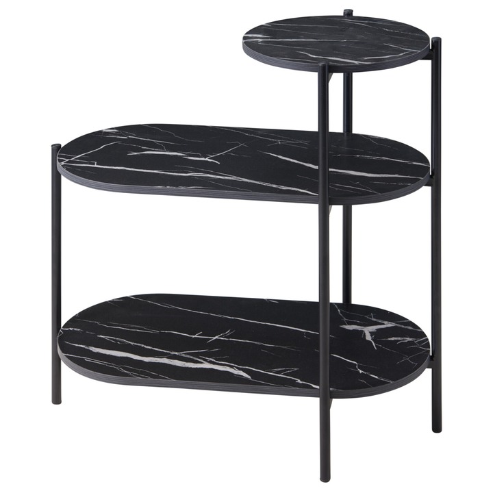 Odkladací stolík  RON čierna/čierny mramor 1