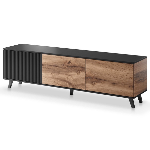 TV komoda RONDUM dub wotan/čierna, šírka 180 cm 1