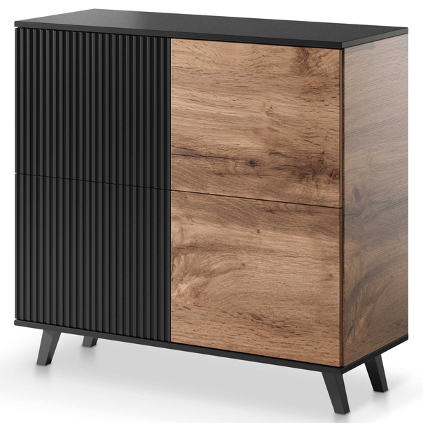 Komoda RONDUM dub wotan/čierna, šírka 100 cm 1