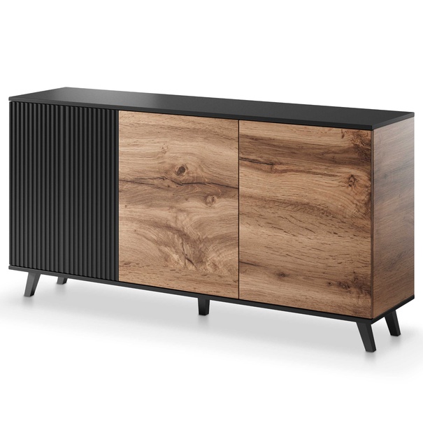 Komoda RONDUM dub wotan/čierna, šírka 160 cm 1