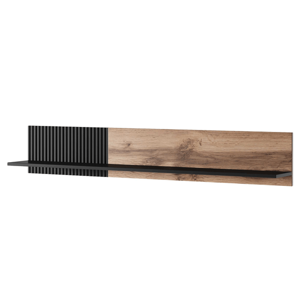 Nástenná polica RONDUM dub wotan/čierna, šírka 150 cm 1