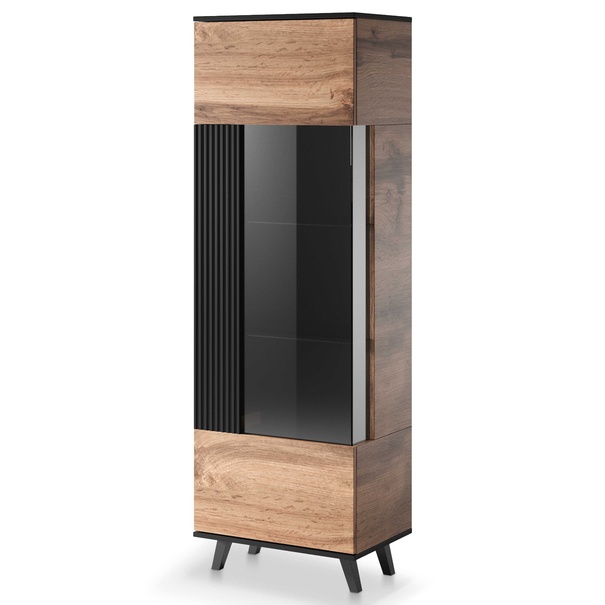 Vitrína RONDUM dub wotan/čierna 1