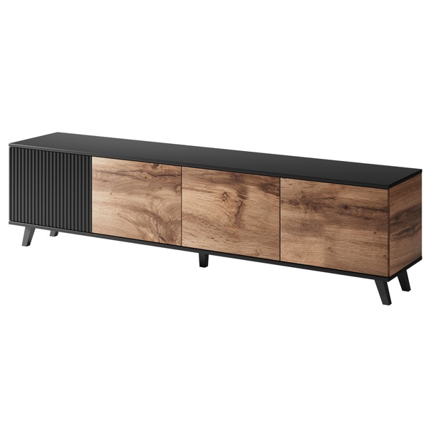TV komoda RONDUM dub wotan/čierna, šírka 200 cm 1