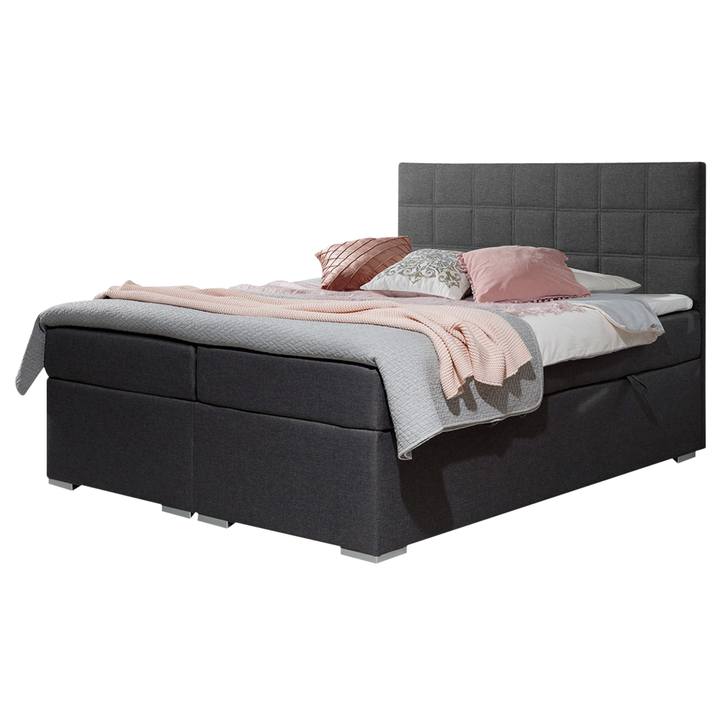 Posteľ s matracom a topperom ROSIE tmavosivá, 180x200 cm 1